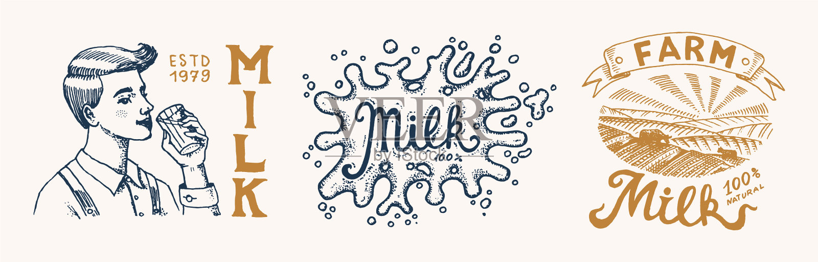 牛奶集奶牛和农妇,挤奶女工和水壶插画图片素材