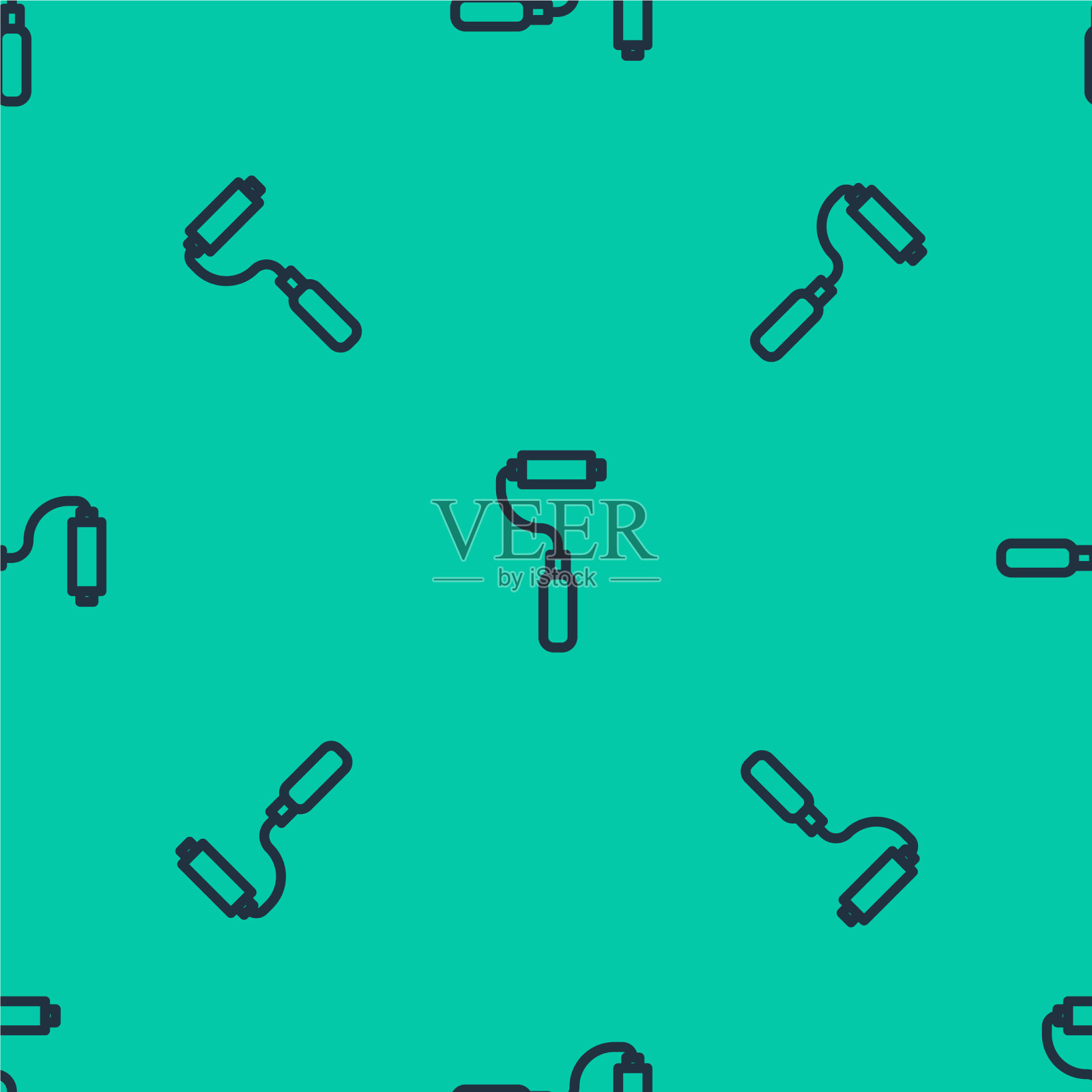 蓝线漆辊刷隔离图标插画图片素材