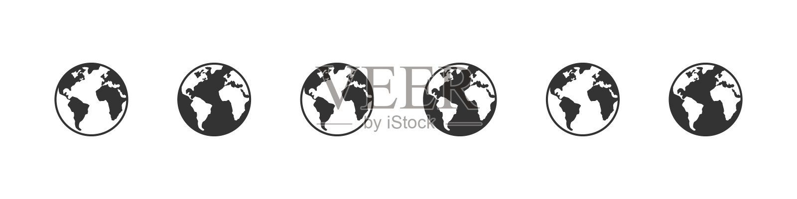 地球图标。世界国际地球地球图标集。线性风格。矢量图插画图片素材
