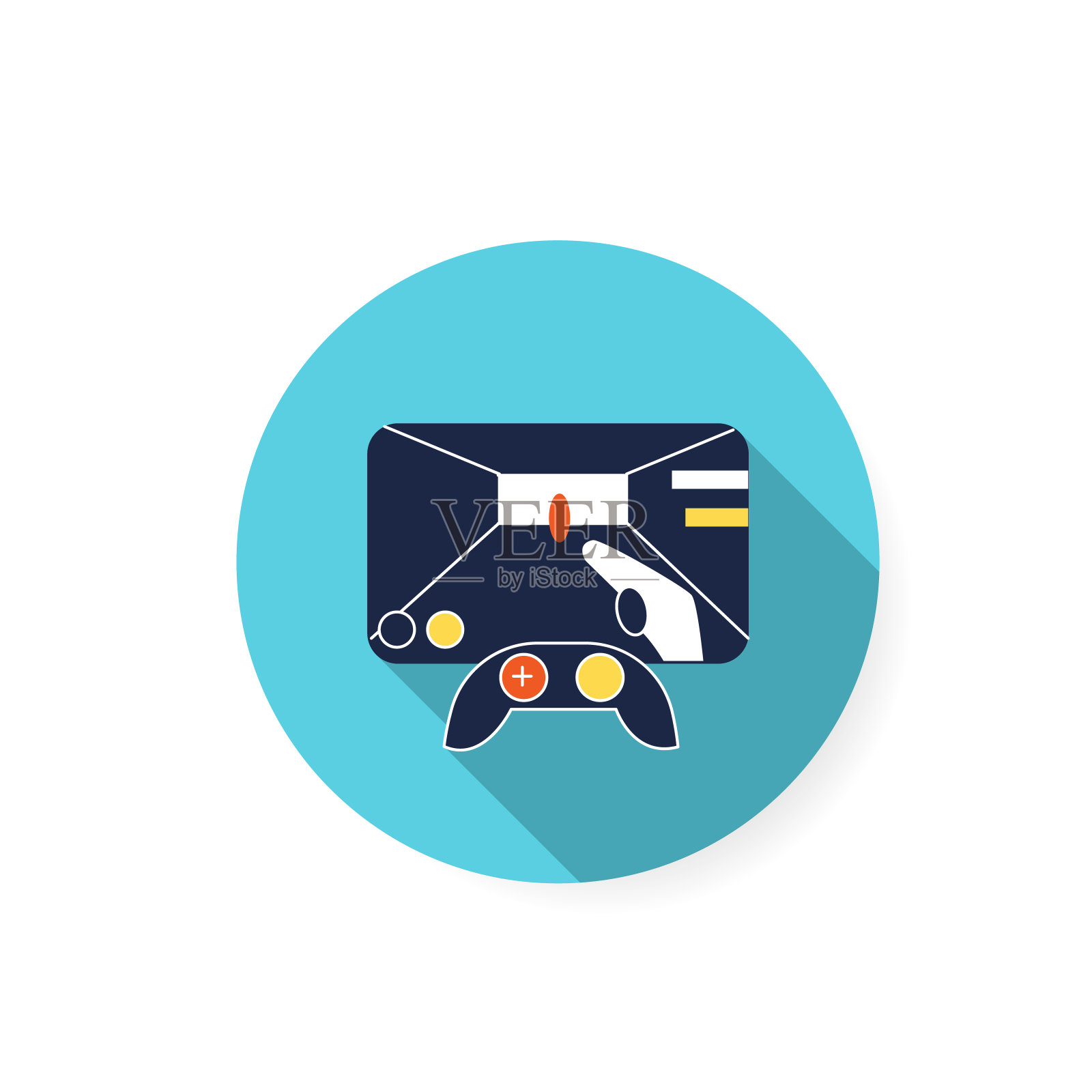 视频游戏平面图标。彩色插图插画图片素材