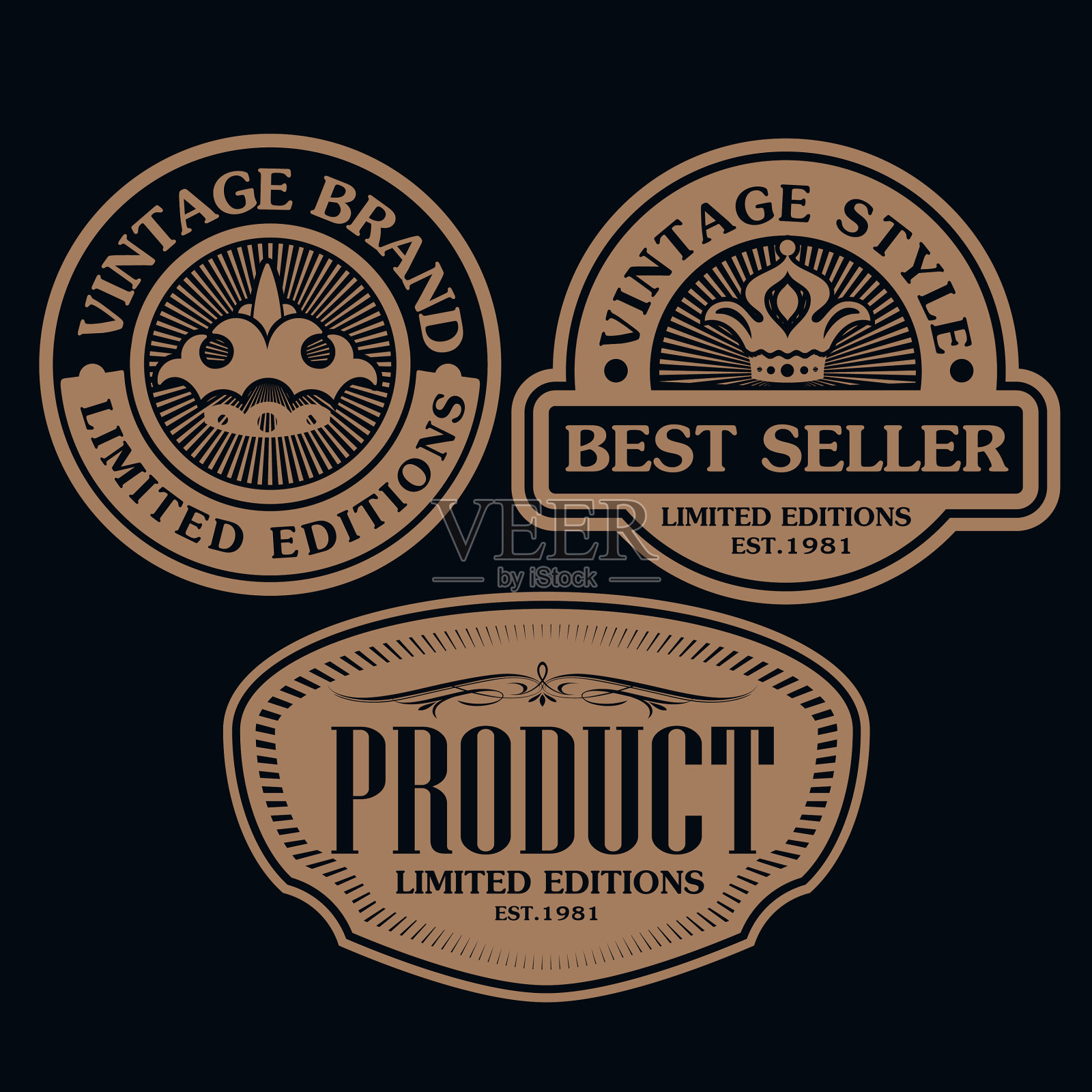 复古和复古的徽章标签设计集合插画图片素材