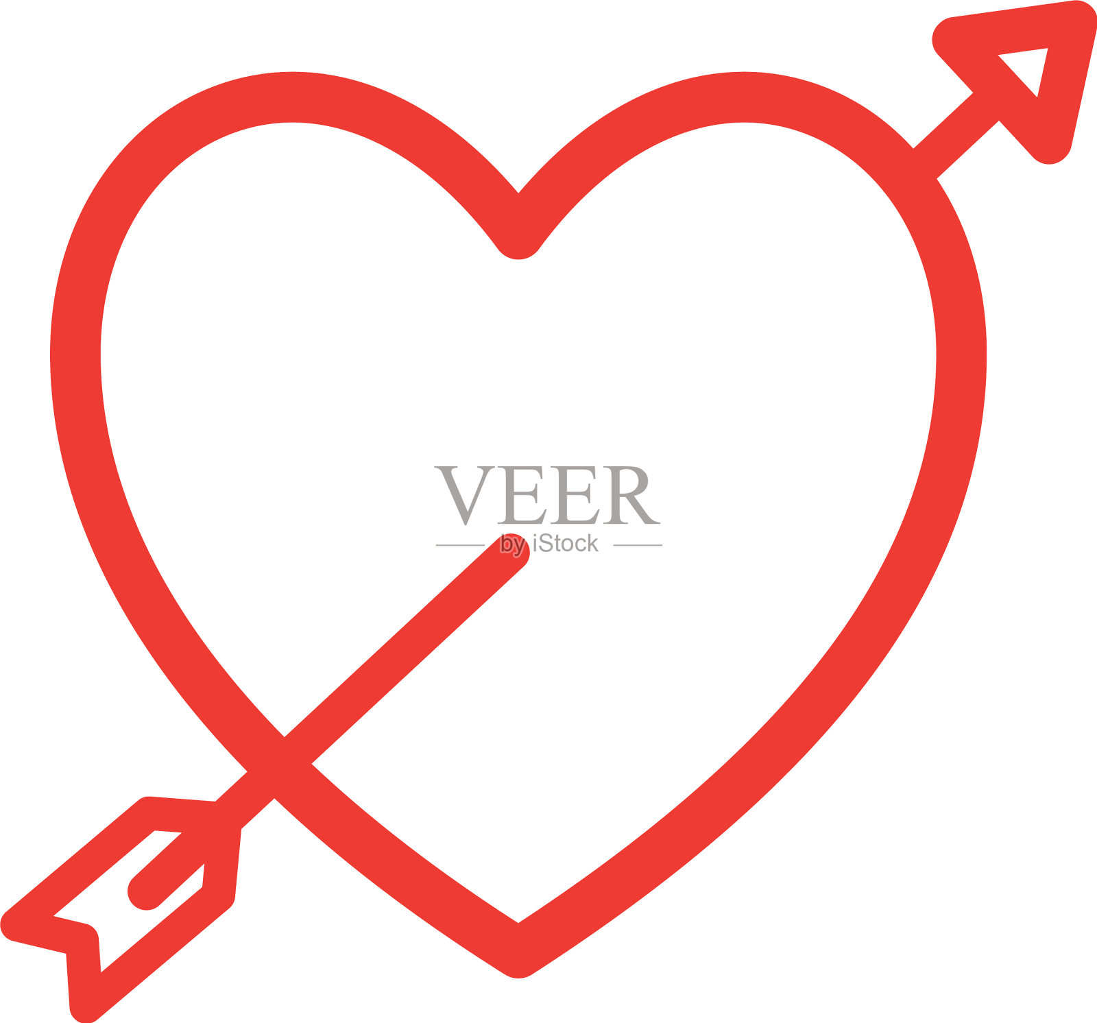 心与箭头平风格图标设计插画图片素材