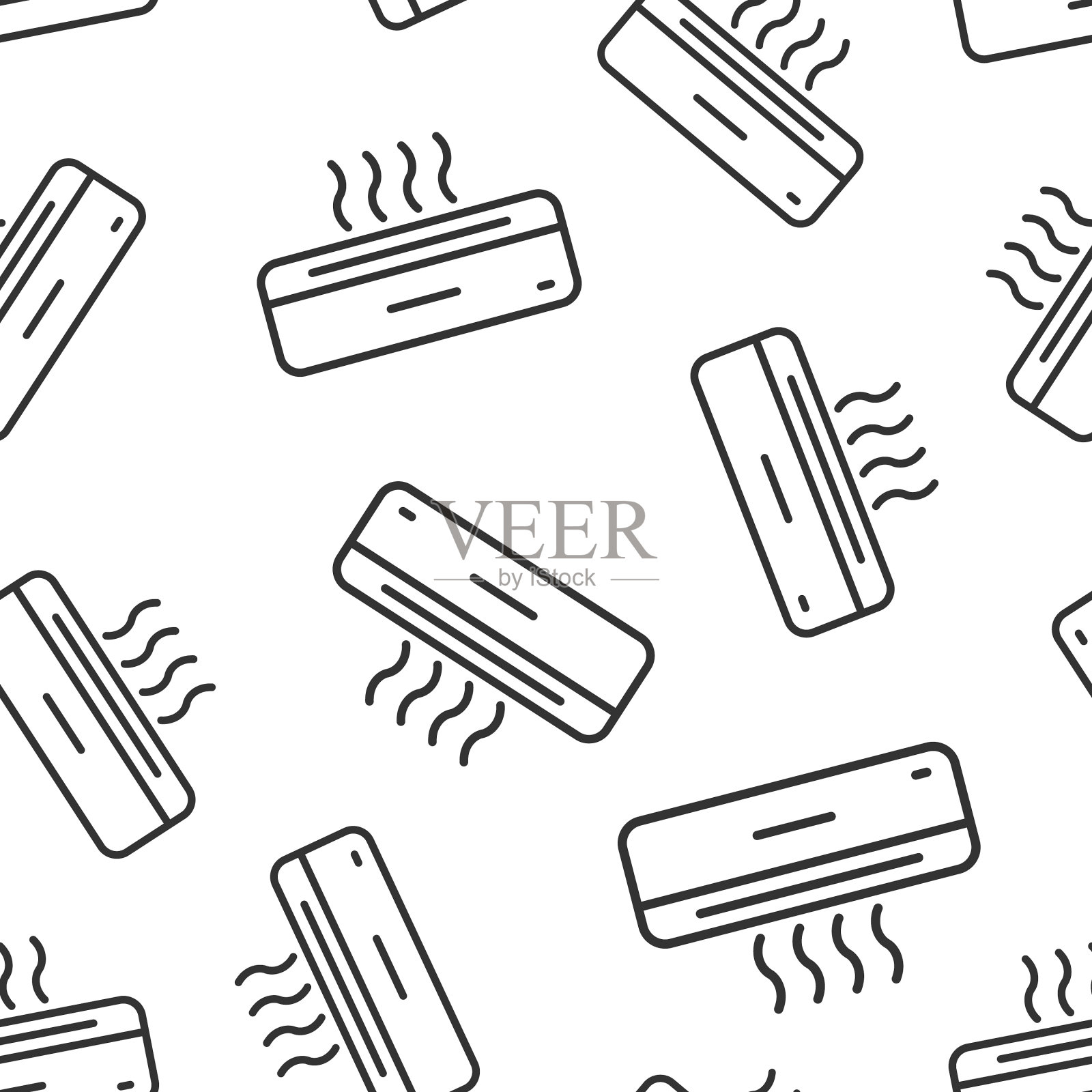 空调图标在平式冷却器上的白色插画图片素材