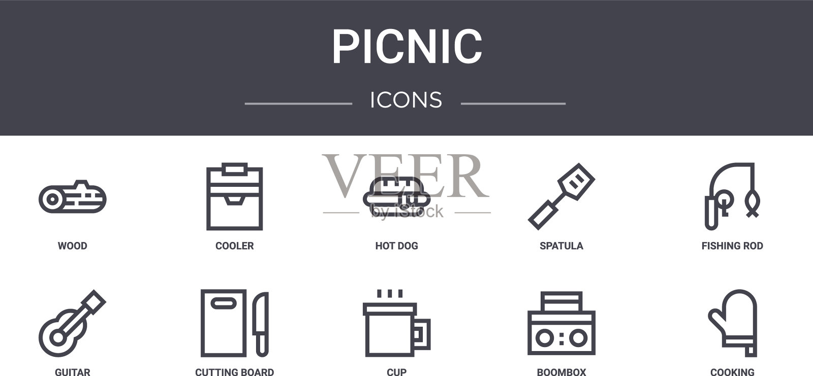 野餐概念线图标集包含图标图标素材