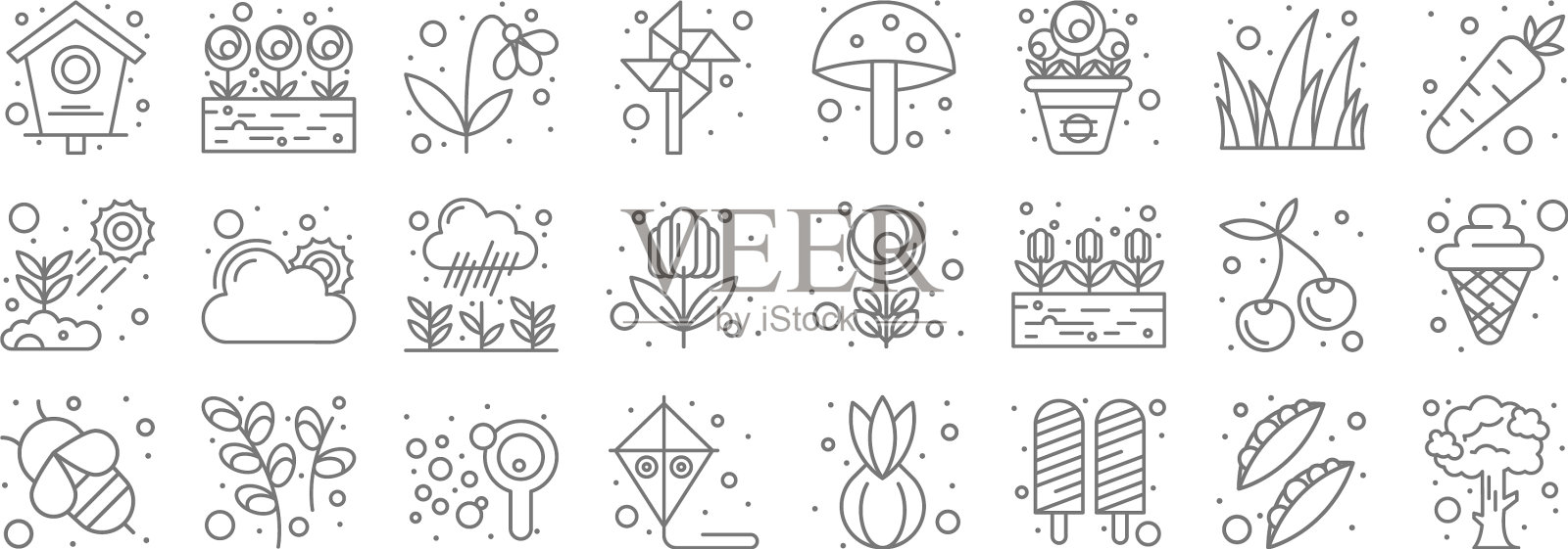 春季线图标线性集质量线集图标素材