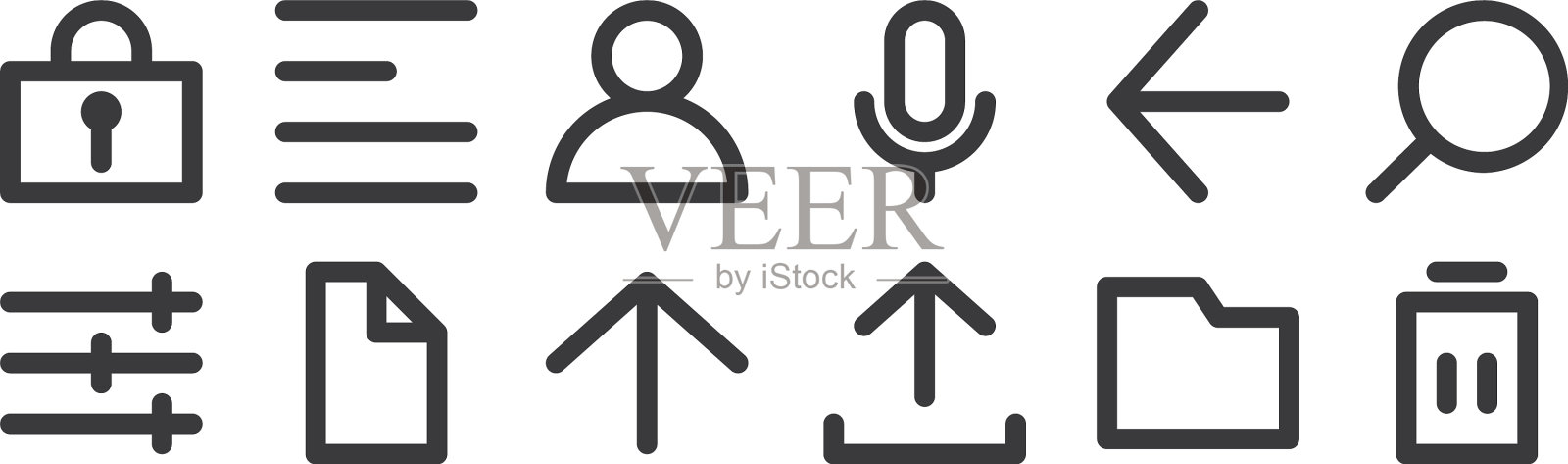 12设置线性用户界面图标薄图标素材