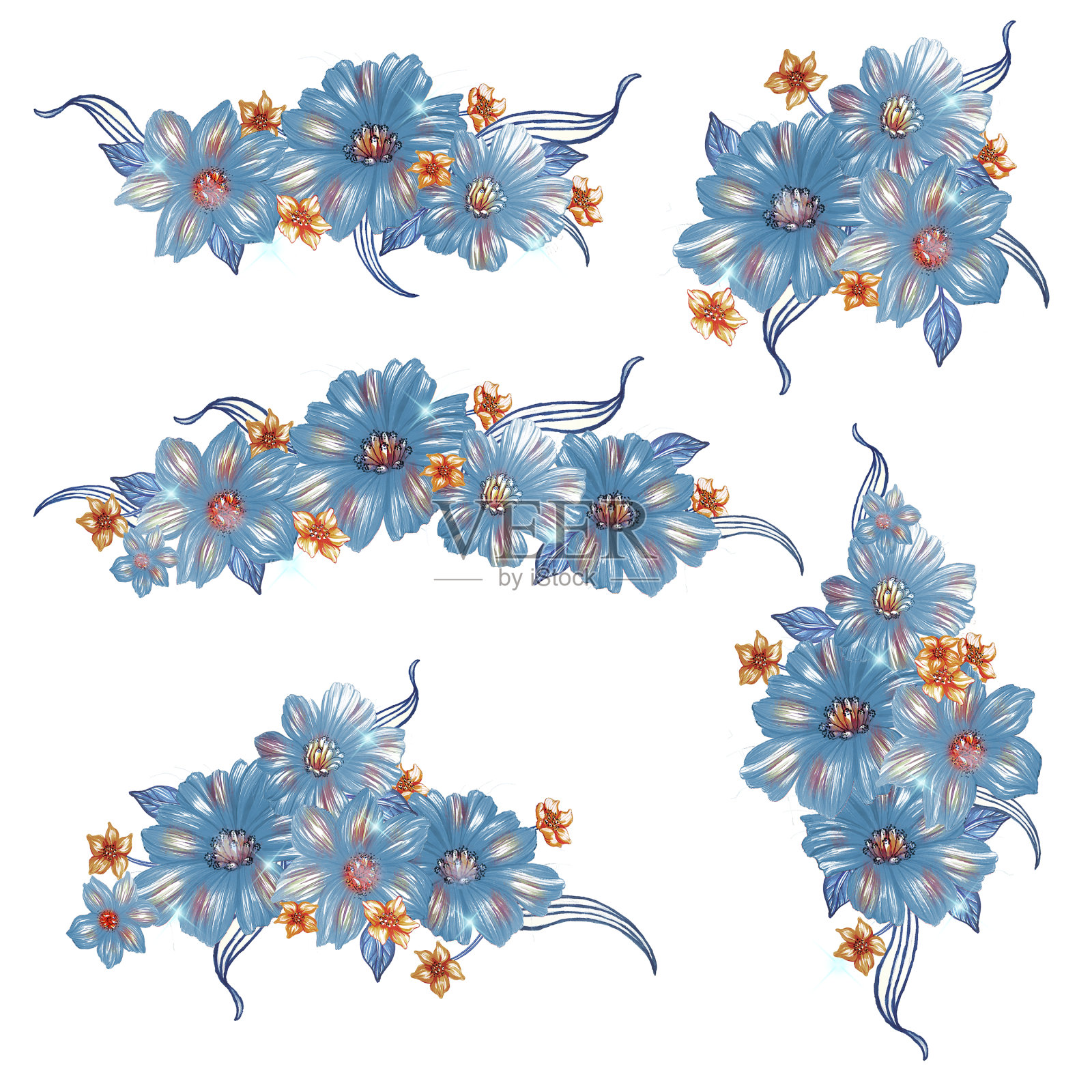 一套花束。插画图片素材