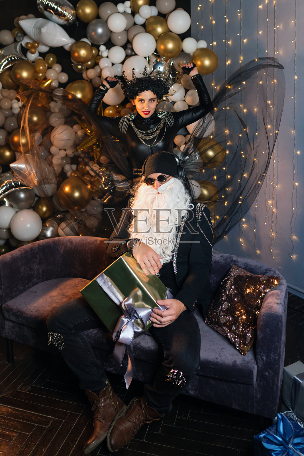 圣诞摇滚派对时间。照片摄影图片