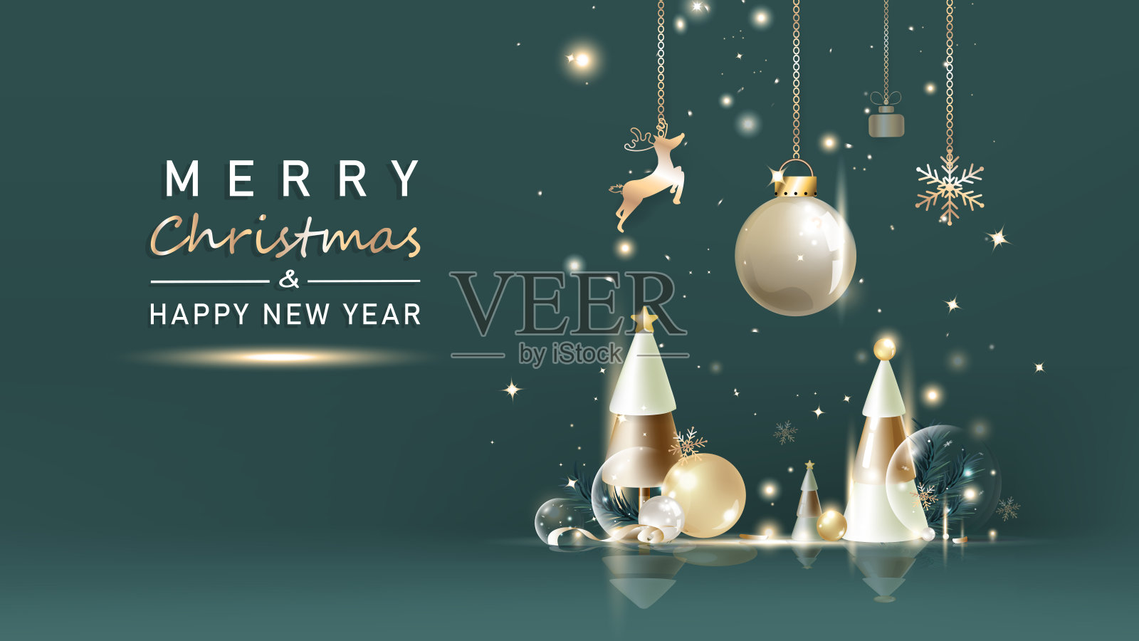 圣诞元旦金色闪耀元素装饰背景插画图片素材