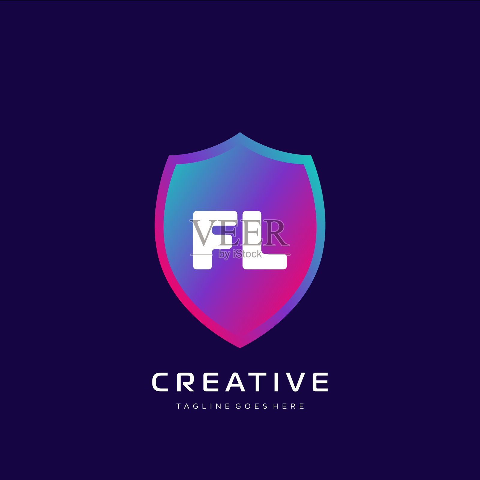 Fl初始标志与彩色模板插画图片素材