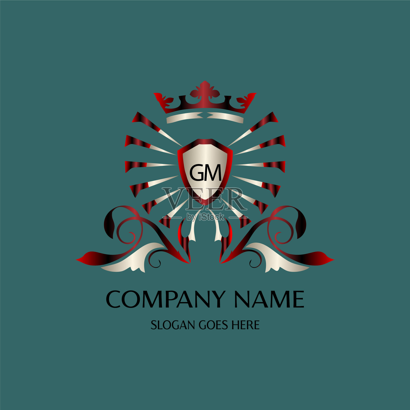 通用汽车初始标识与彩色圆形模板插画图片素材