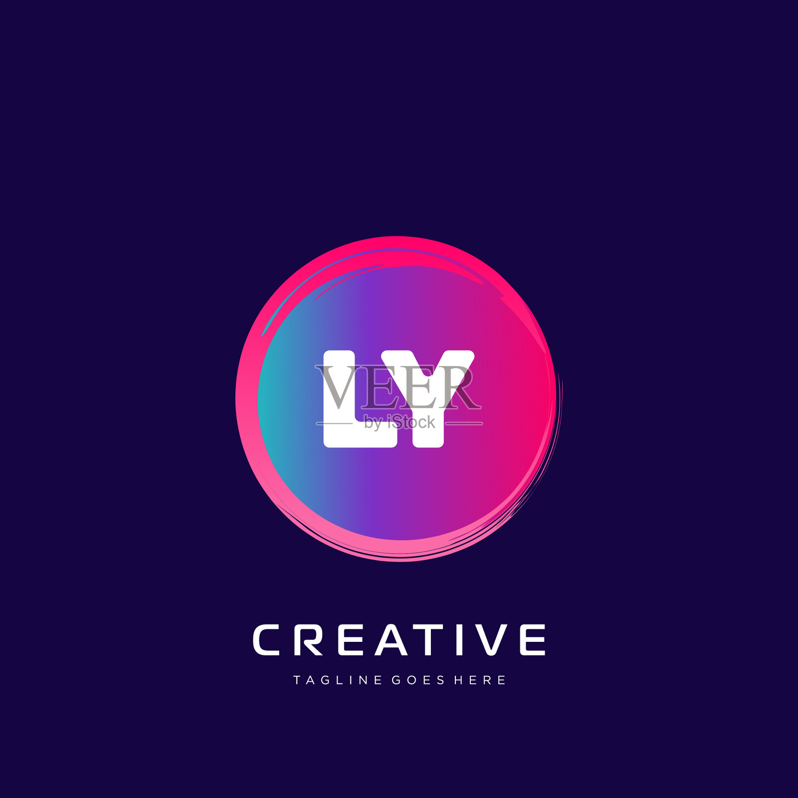 Ly初始标志与彩色模板插画图片素材