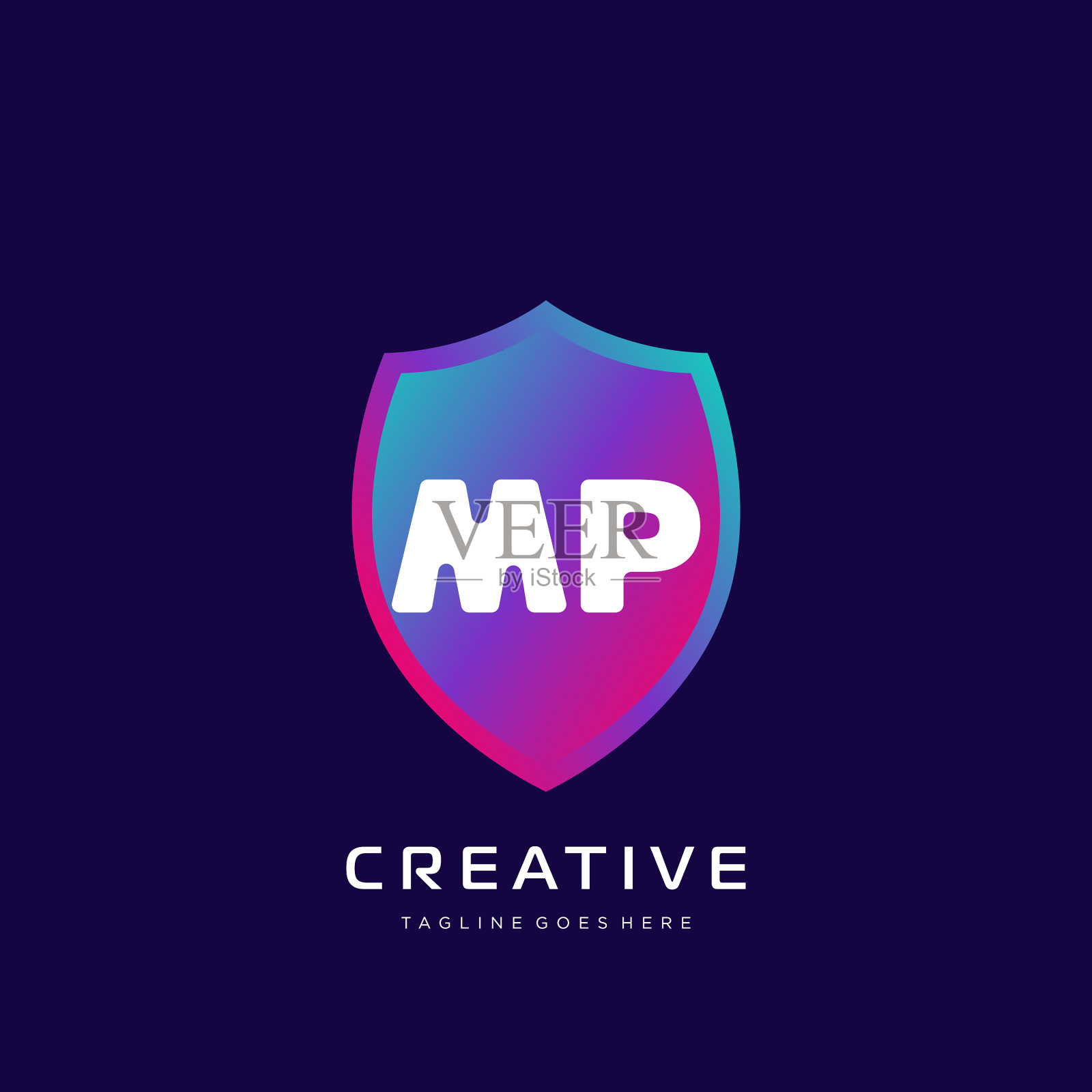 Mp初始标志与彩色模板插画图片素材