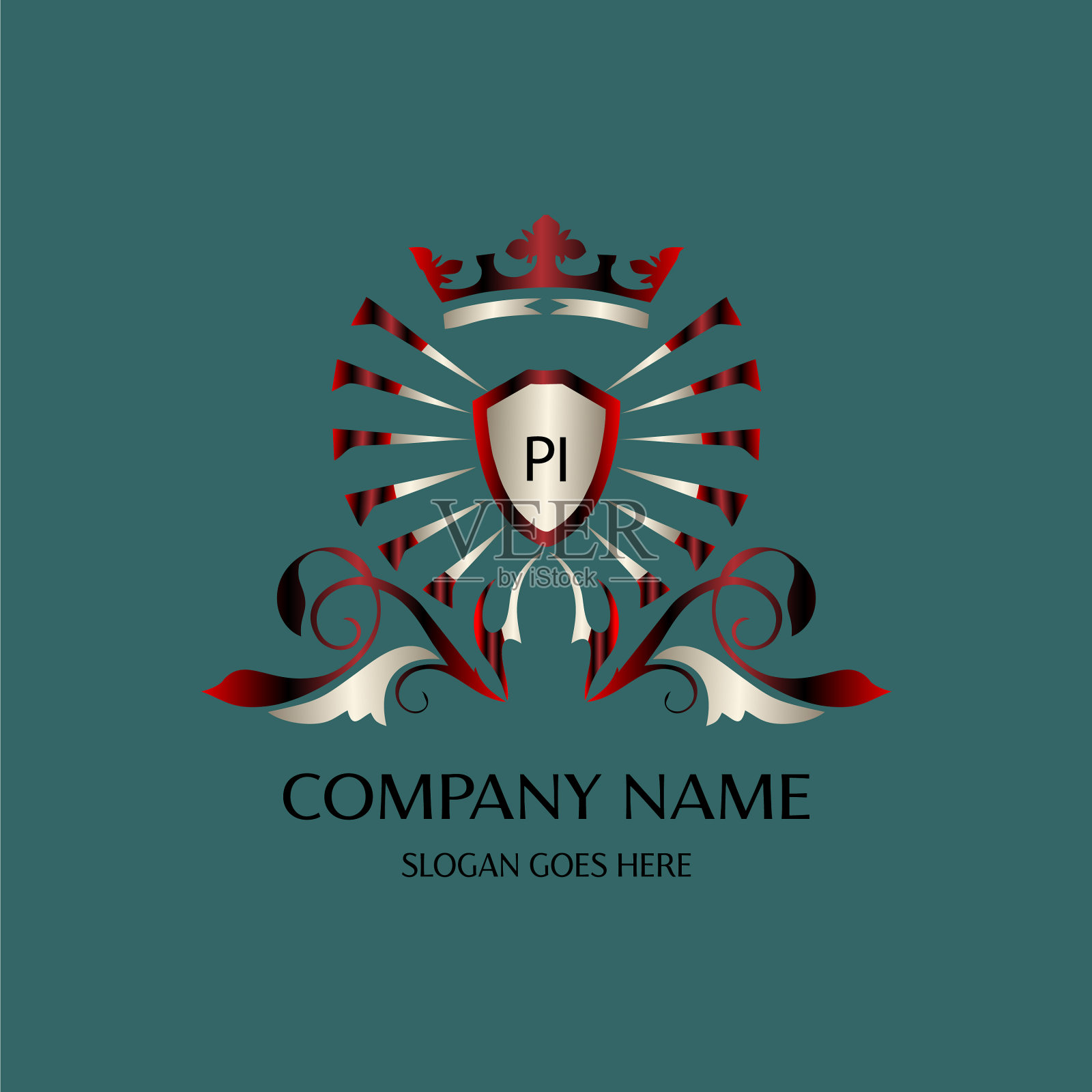 PI初始标志用彩色圆模板插画图片素材