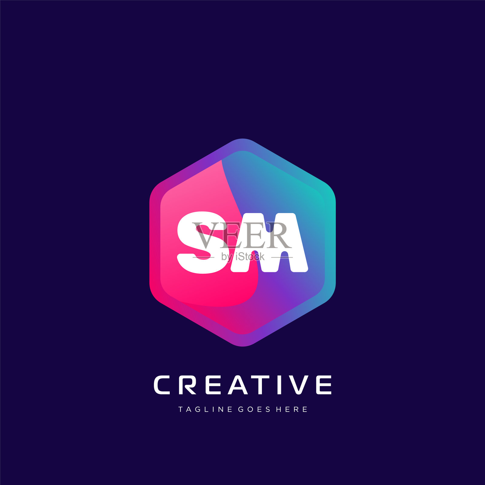 Sm初始标志与彩色模板插画图片素材