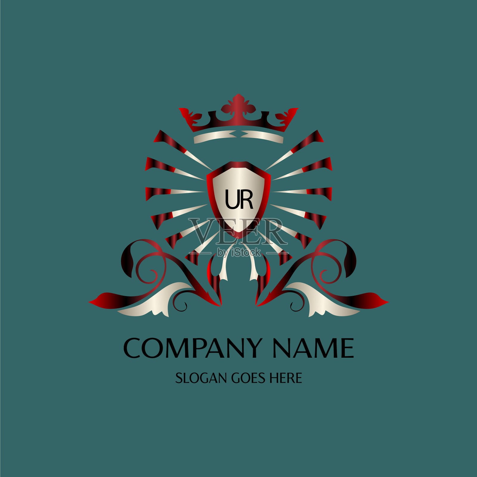 你的初始标志与彩色的圆模板插画图片素材