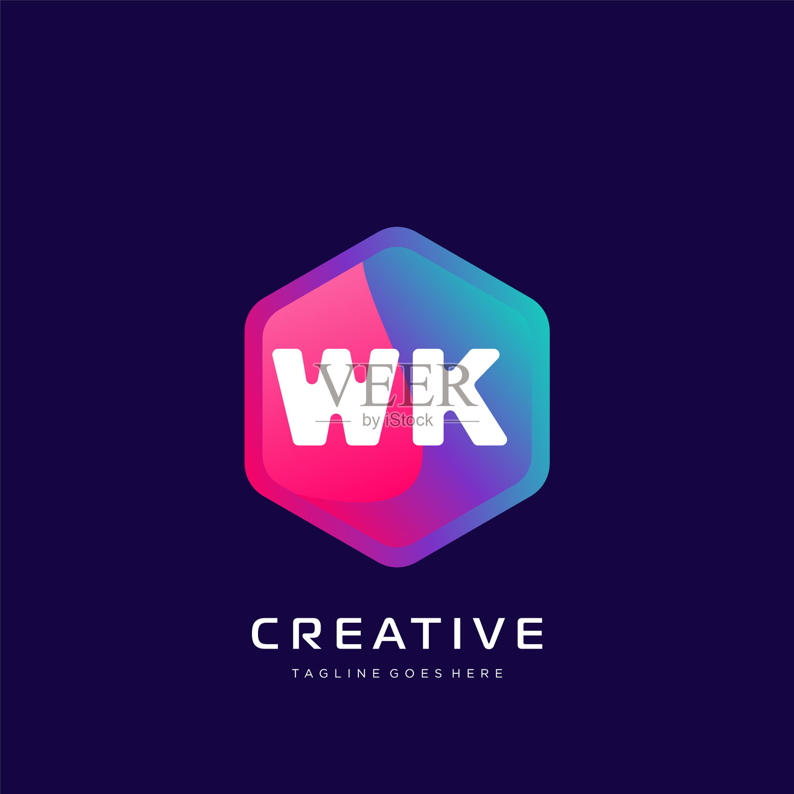 Wk初始标志与彩色模板插画图片素材