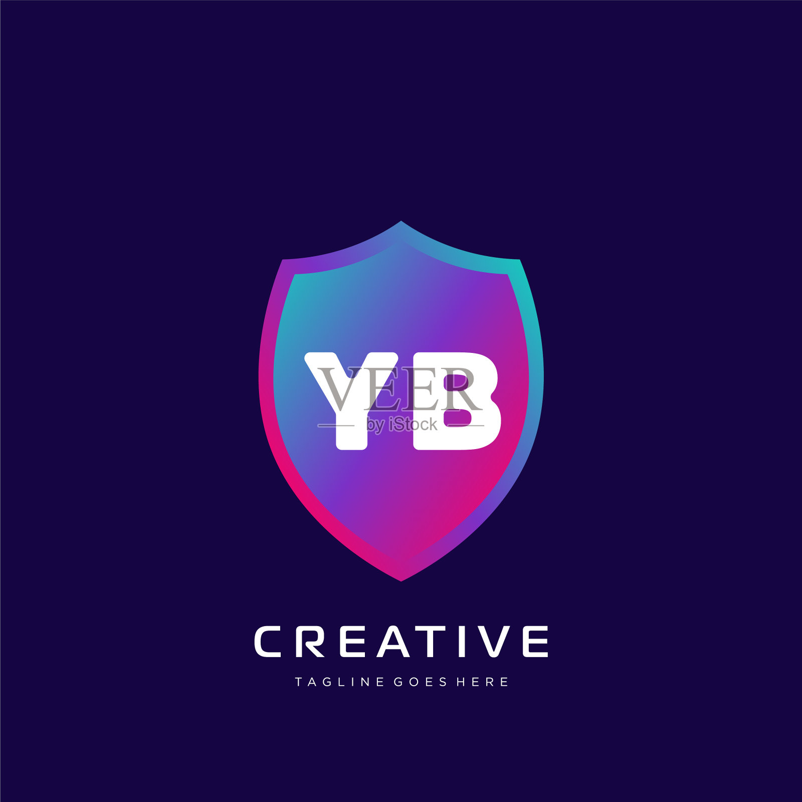 Yb初始标志与彩色模板插画图片素材