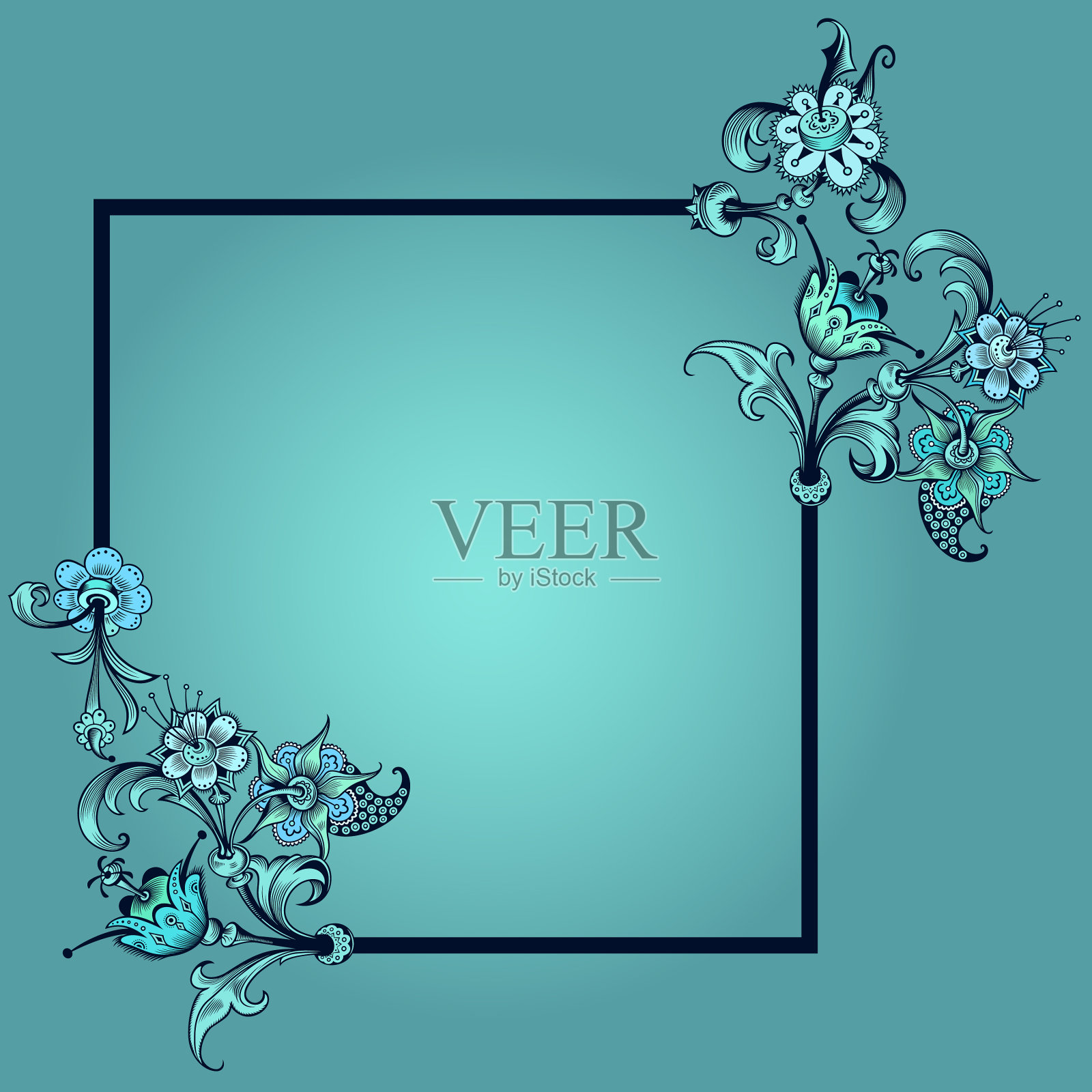 花卉手绘复古边界插画图片素材