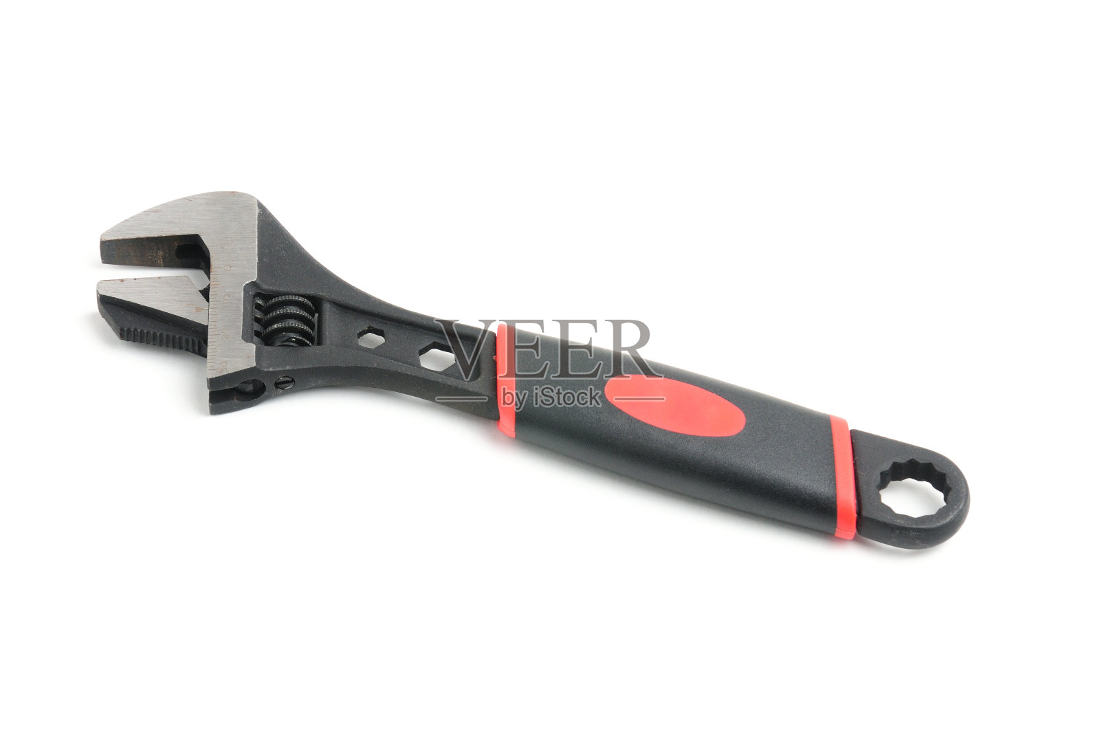 白色背景上的可调扳手照片摄影图片