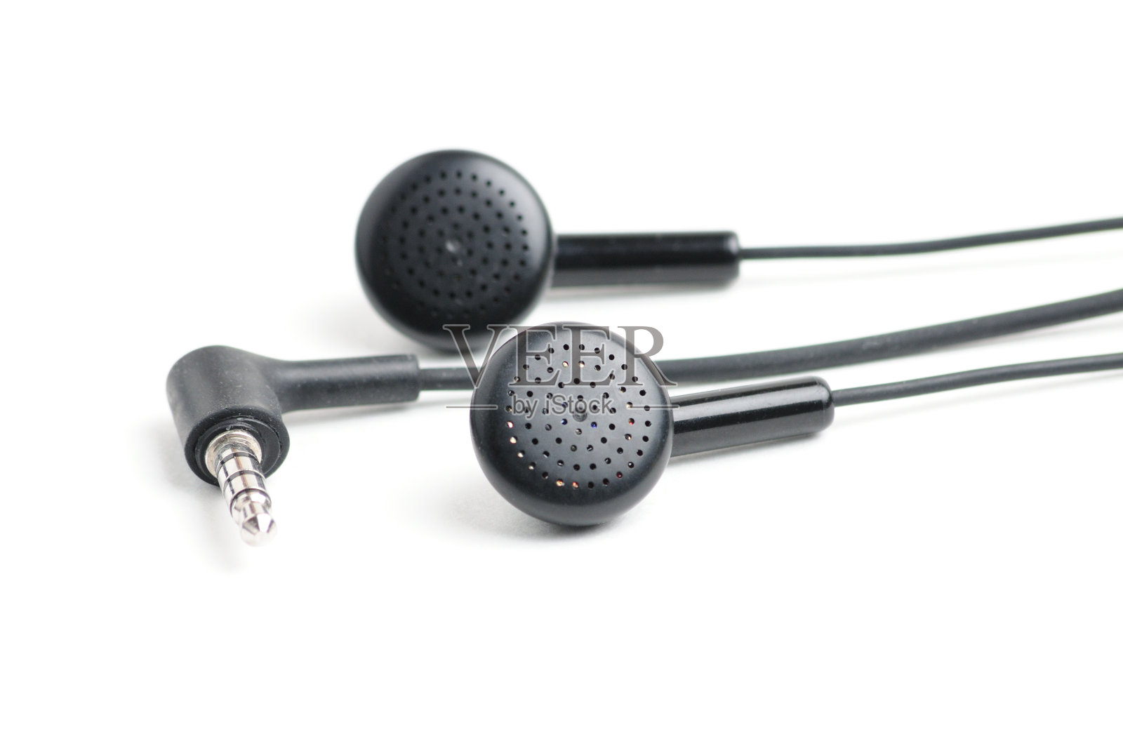 白色背景音乐播放器和智能手机耳机照片摄影图片