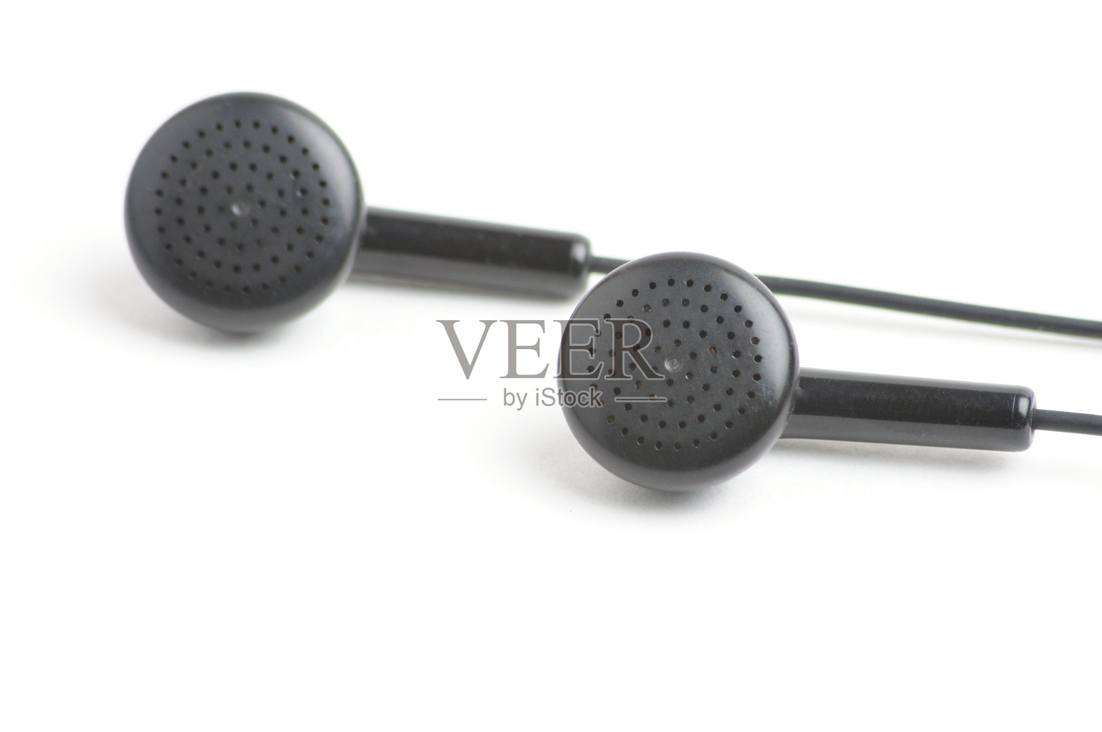 白色背景音乐播放器和智能手机耳机照片摄影图片