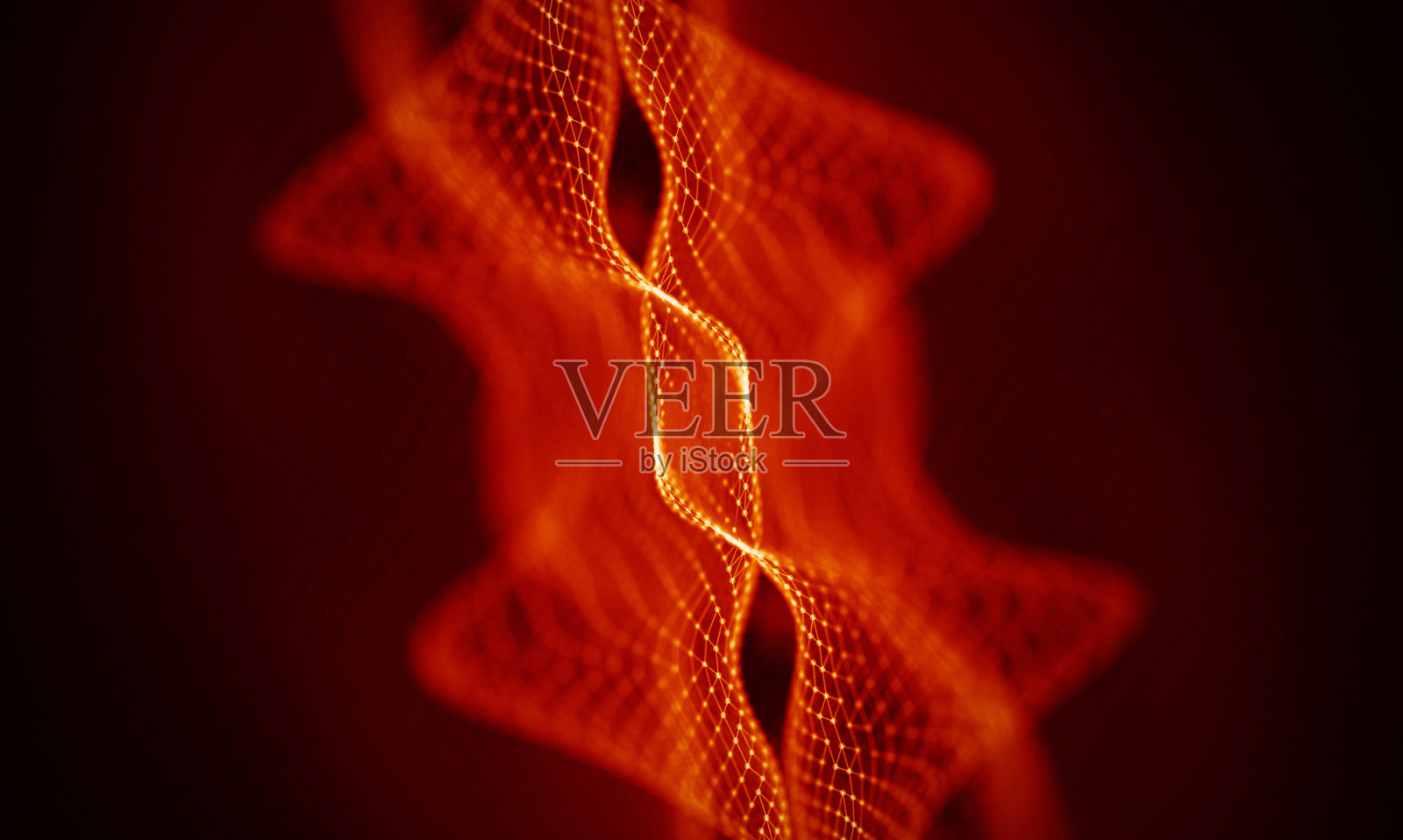 抽象红色几何背景。连接结构。科学背景。未来技术HUD元素。连接着点和线。大数据可视化与商业。插画图片素材