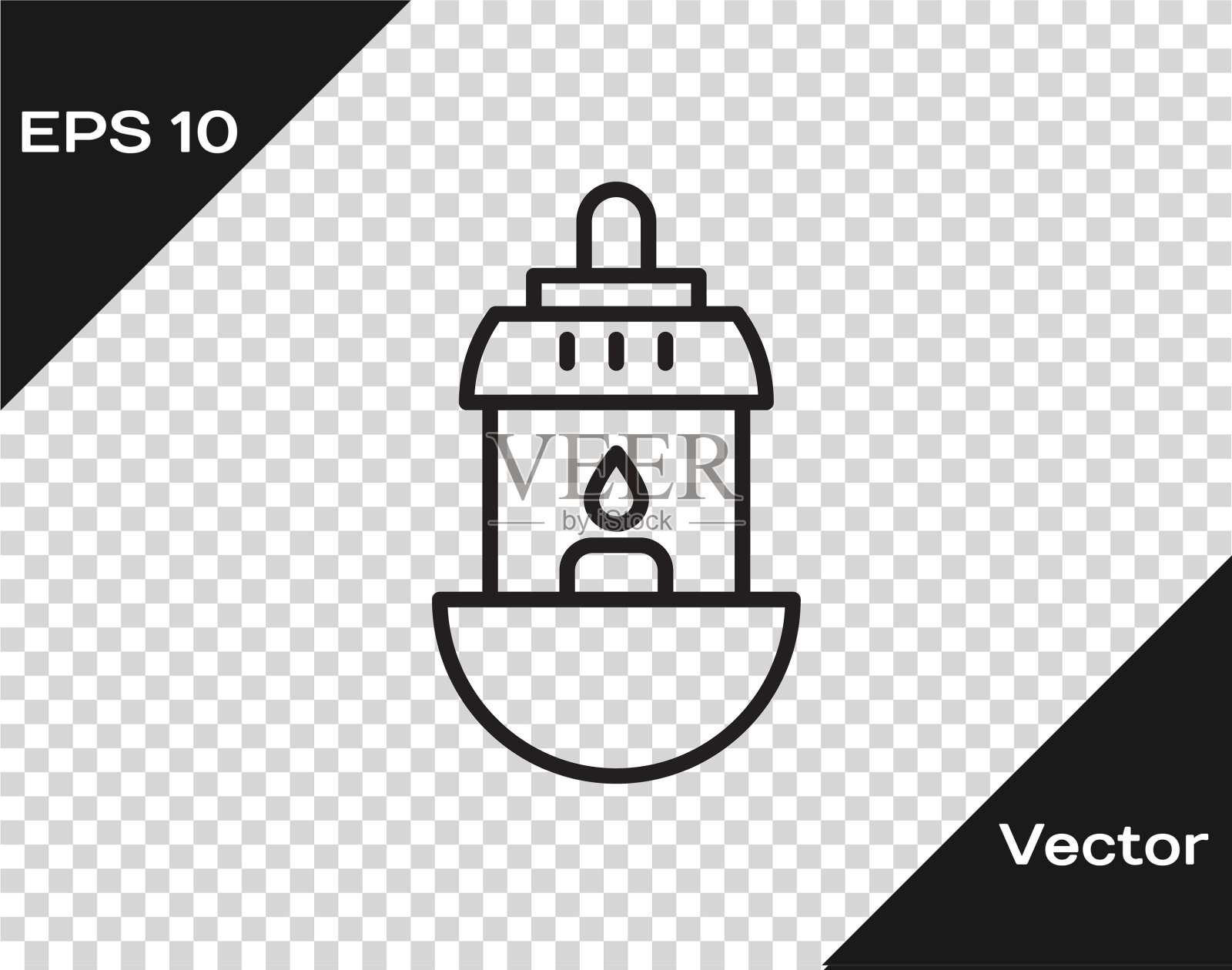 黑线斋月kareem灯笼图标孤立上插画图片素材