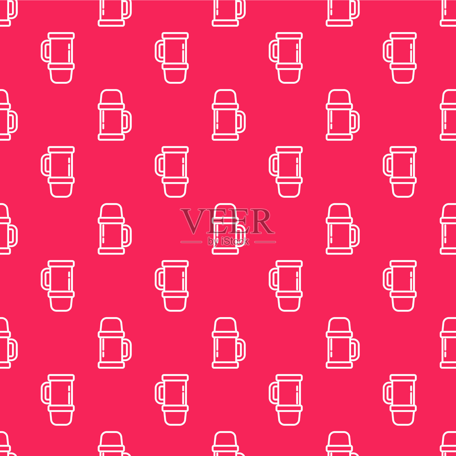 隔离的白线热水瓶容器图标插画图片素材