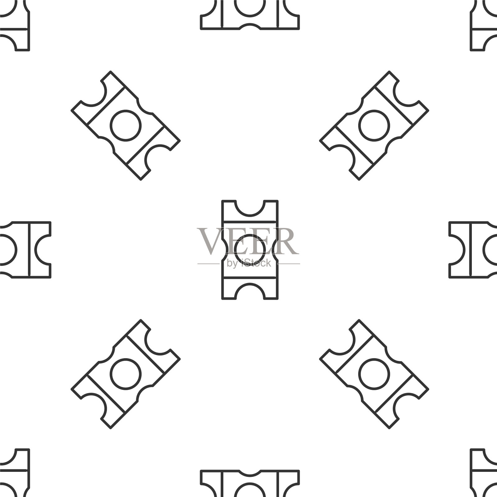 优惠券图标灰线隔离无缝模式上插画图片素材