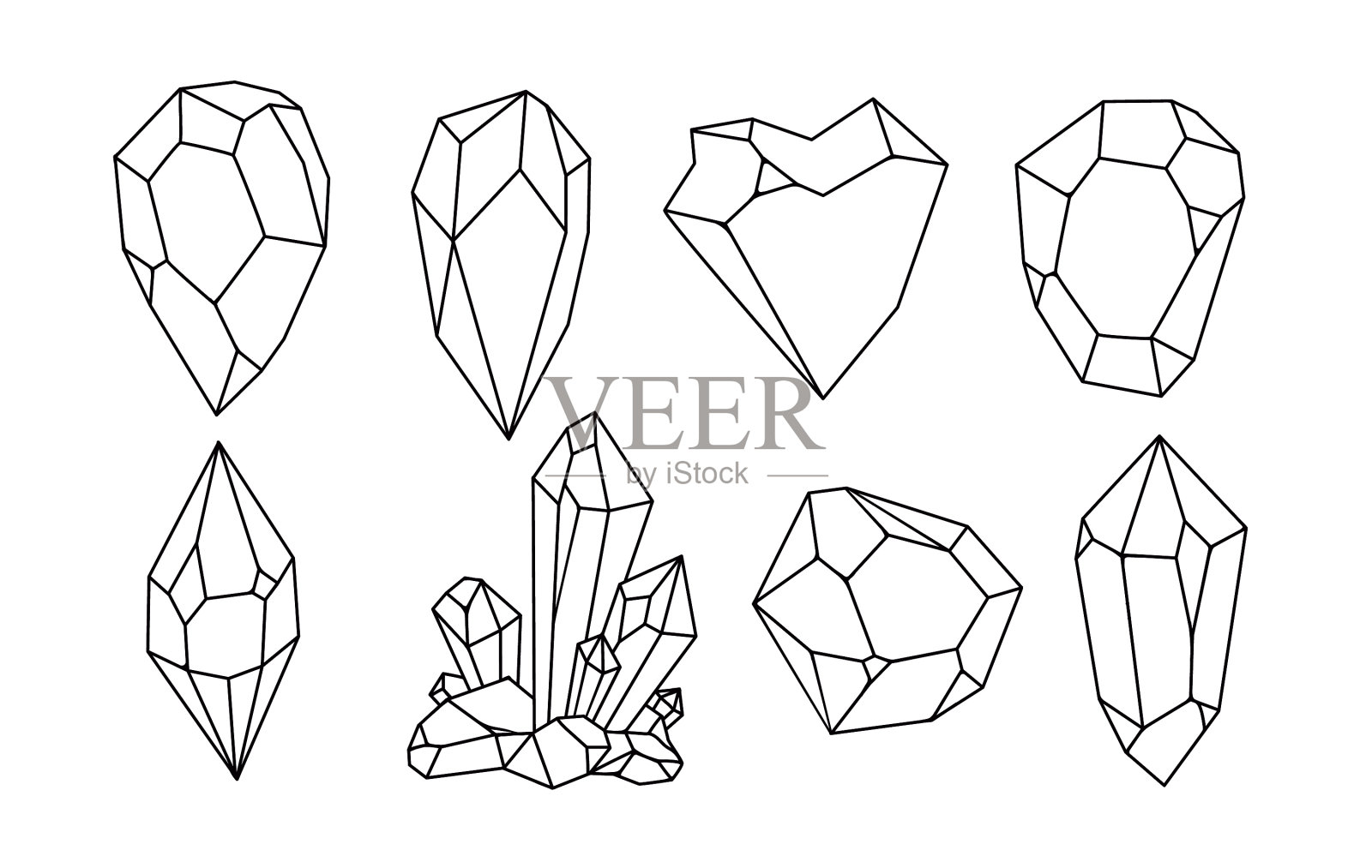 白色手绘晶体集图标素材