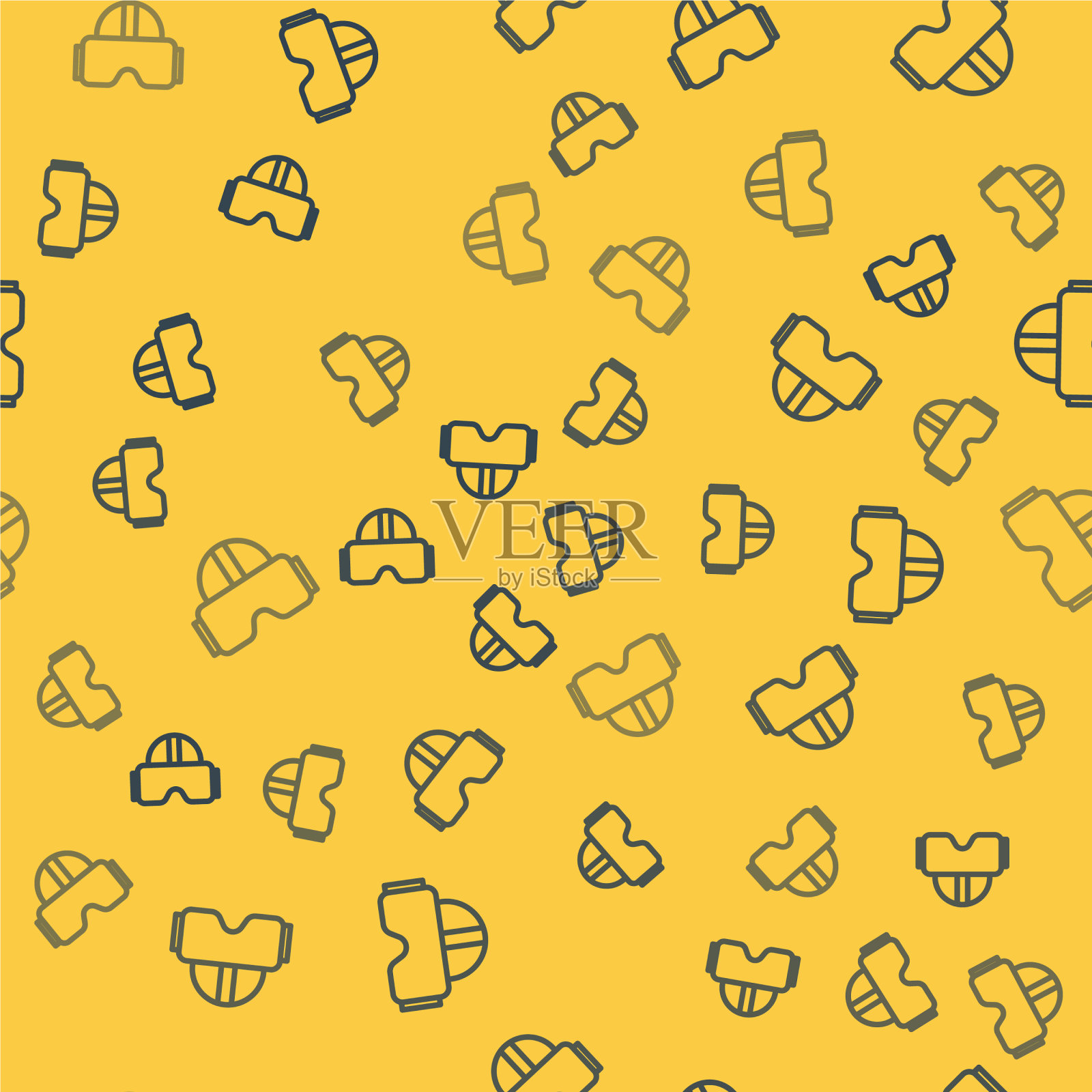 蓝线虚拟现实眼镜图标孤立插画图片素材