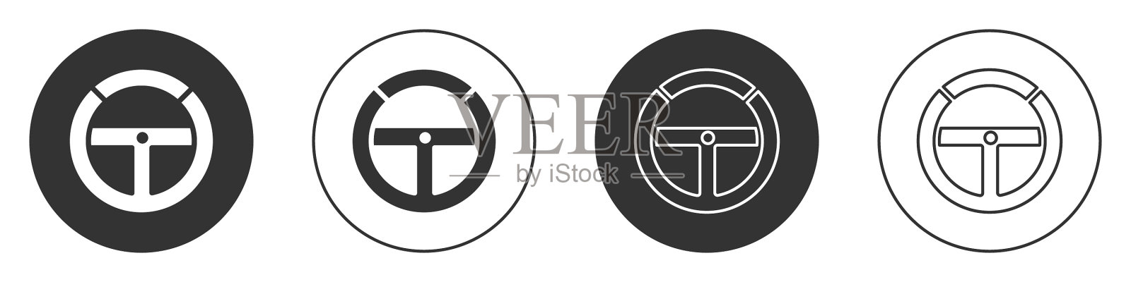 黑色方向盘图标隔离在白色上插画图片素材
