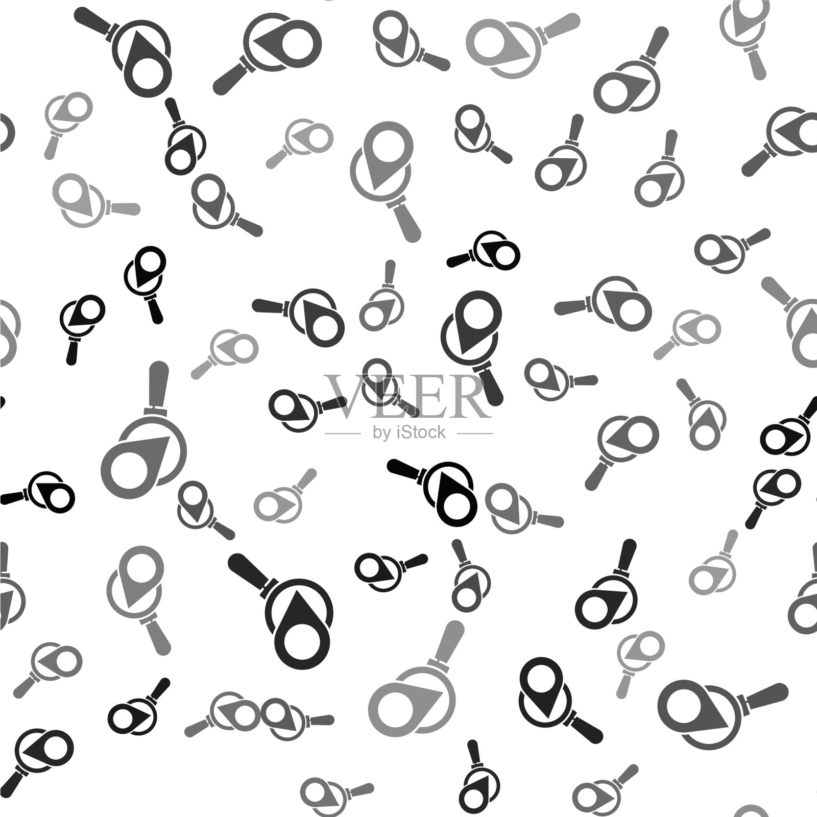 黑色搜索位置图标隔离无缝插画图片素材