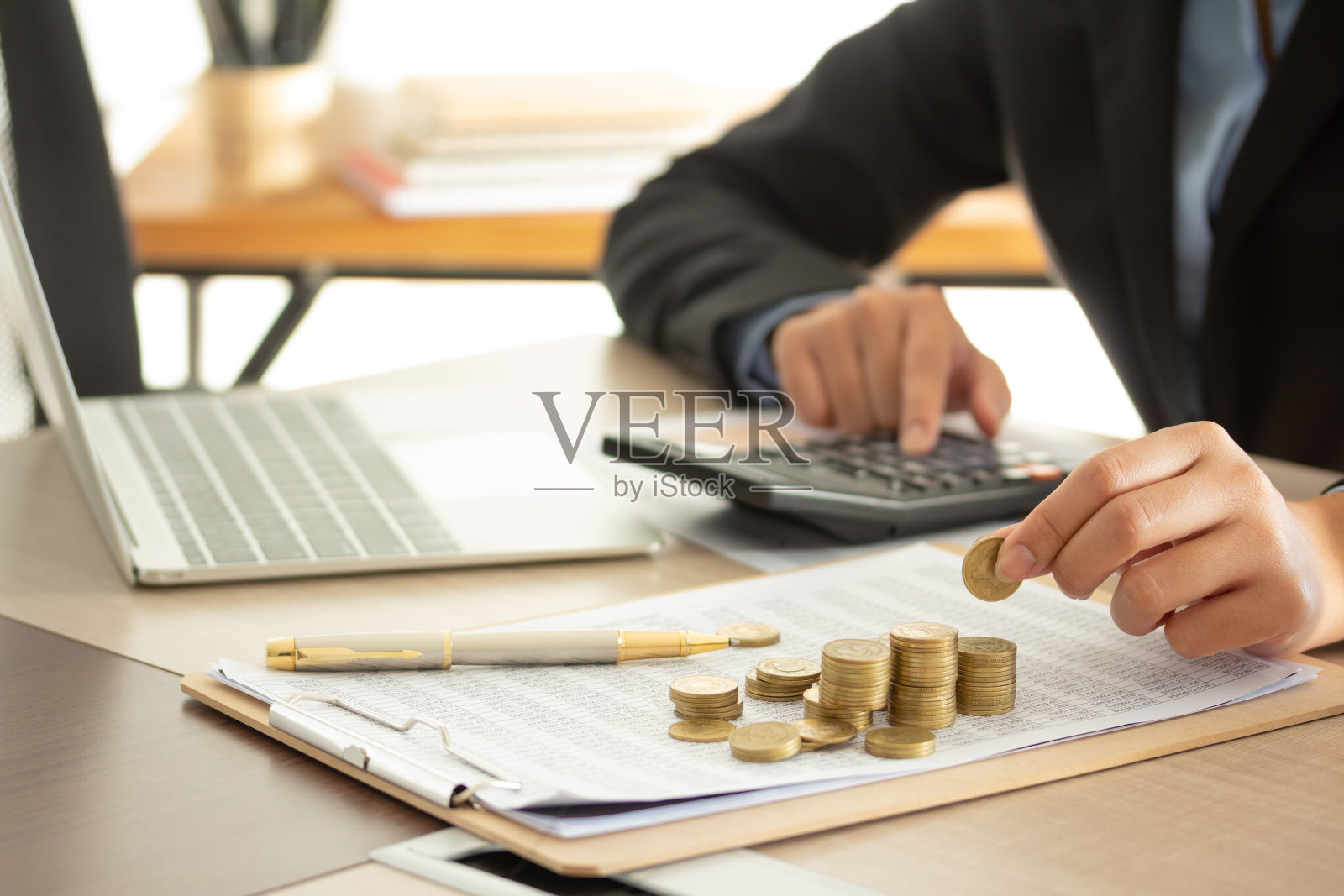 拥有财务或管理资源和储蓄的会计师。照片摄影图片