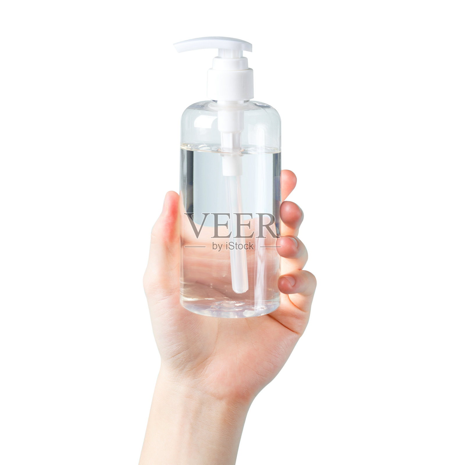 酒瓶酒精用洗手液瓶清洁。概念保护杀菌剂工具在白色隔离背景上保护冠状病毒照片摄影图片