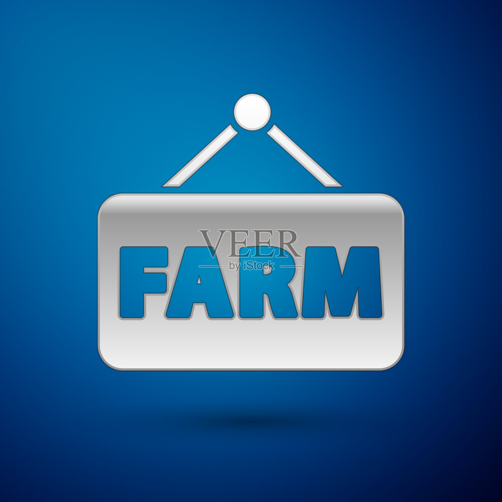 银色招牌与文本农场图标隔离上插画图片素材