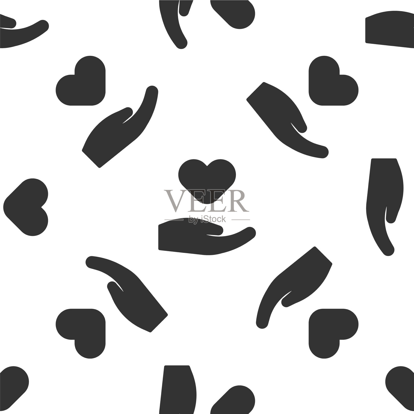 灰心在手图标孤立无缝图案插画图片素材