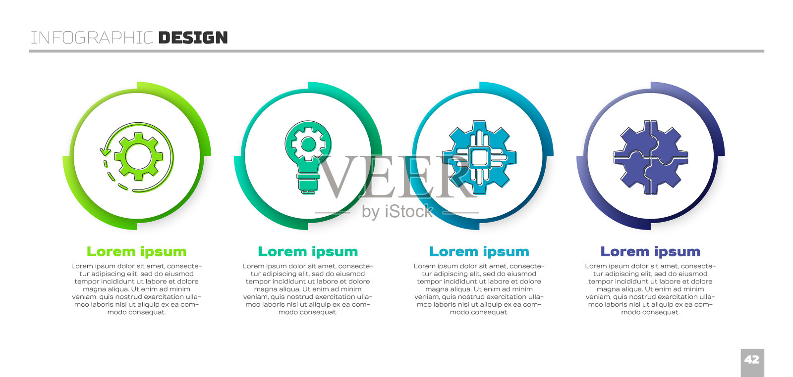 设置齿轮和箭头作为工作流程灯泡和图标素材