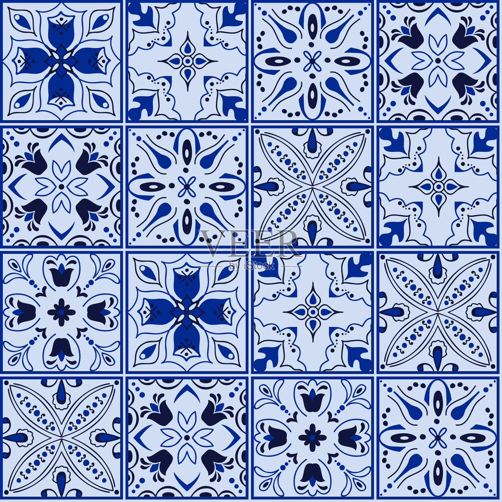 传统华丽的葡萄牙装饰颜色插画图片素材