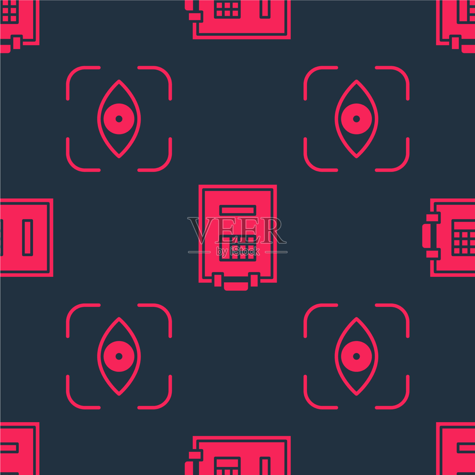 设置眼睛扫描和安全的无缝模式图标素材