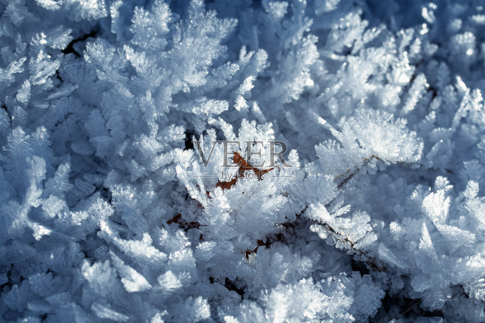 节日的冬天背景与雪花和霜的闪光白色晶体照片摄影图片