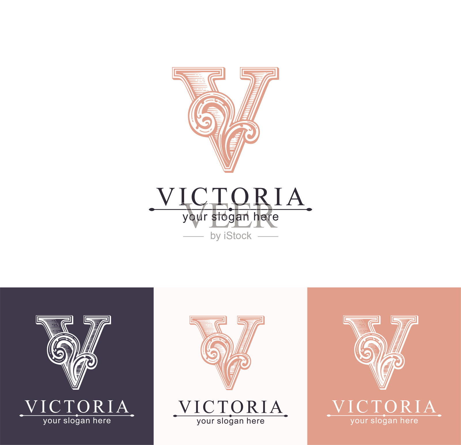 字母V模板。字母组合,精致的花卉设计。个人的。矢量设计。插画图片素材