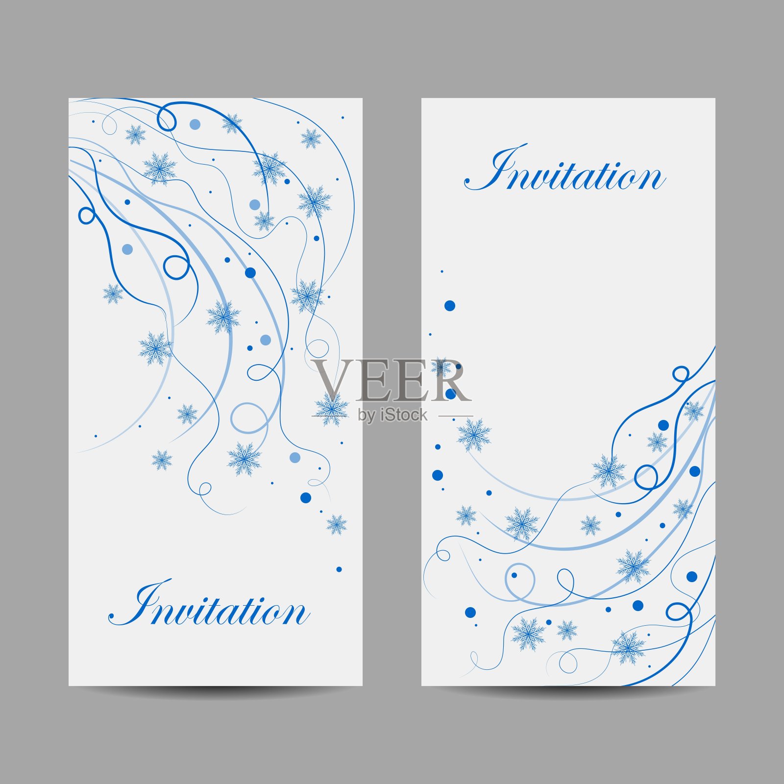 美丽的雪花和漩涡冬季横幅设计模板素材