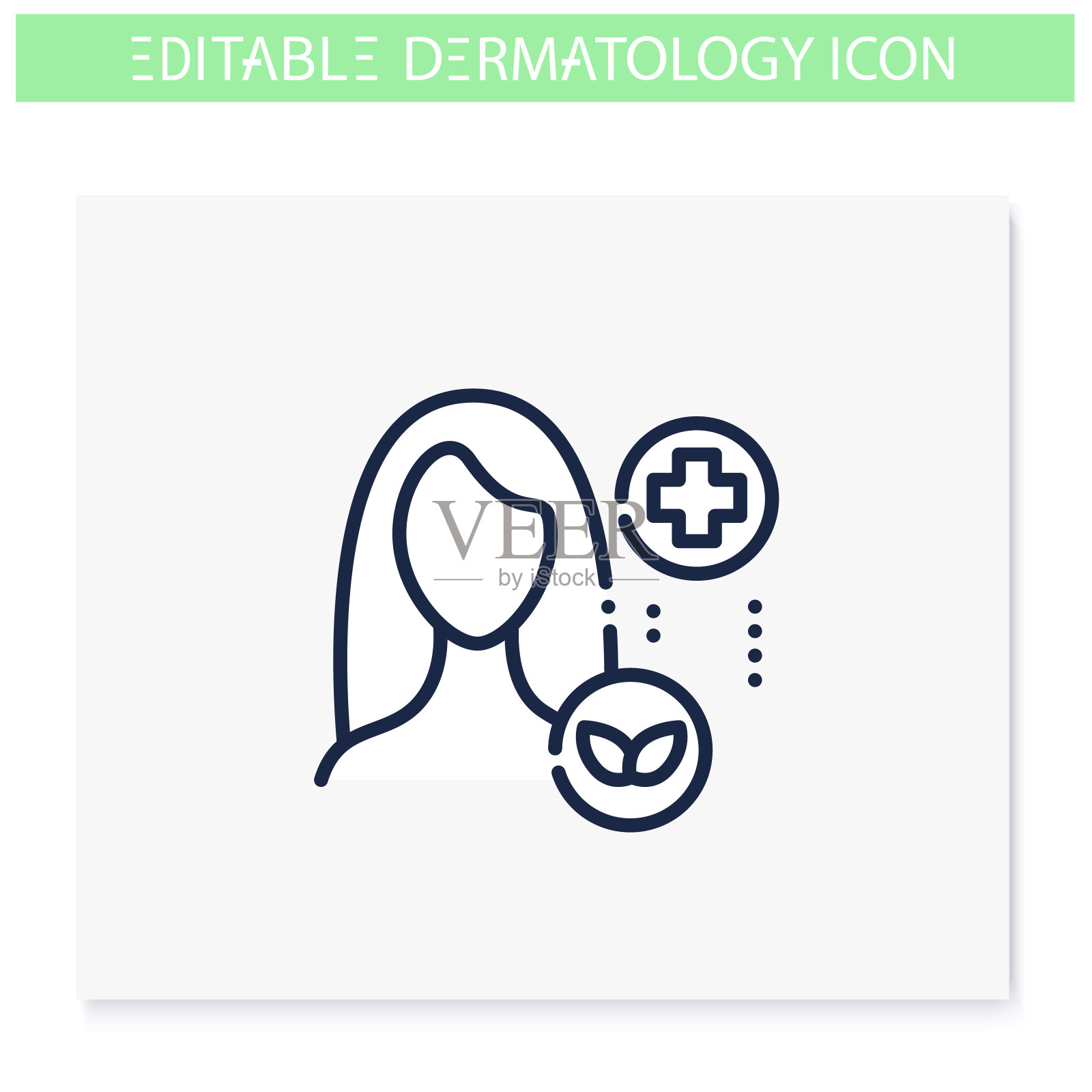 美容皮肤科线图标。可编辑的插画图片素材