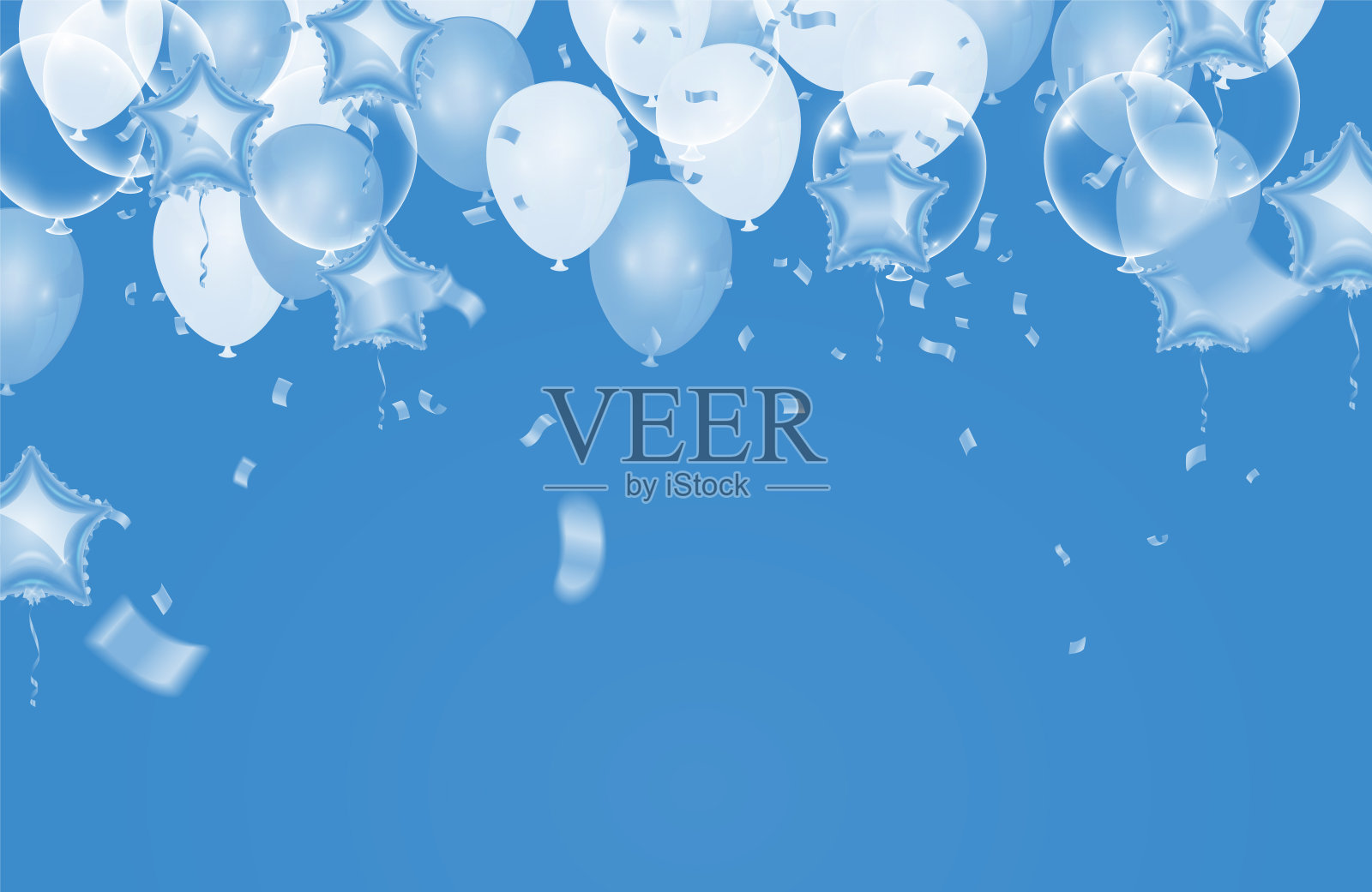 背景图片庆祝蓝气球和纪念日,用在新年,用作明信片制作贺卡。插画图片素材