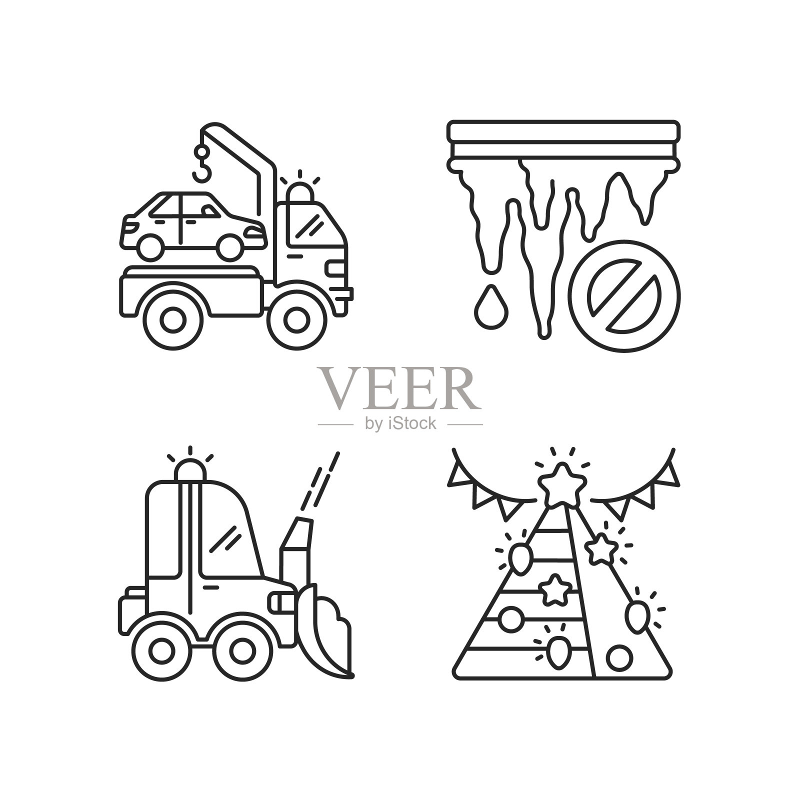 事故减少服务线性图标集插画图片素材