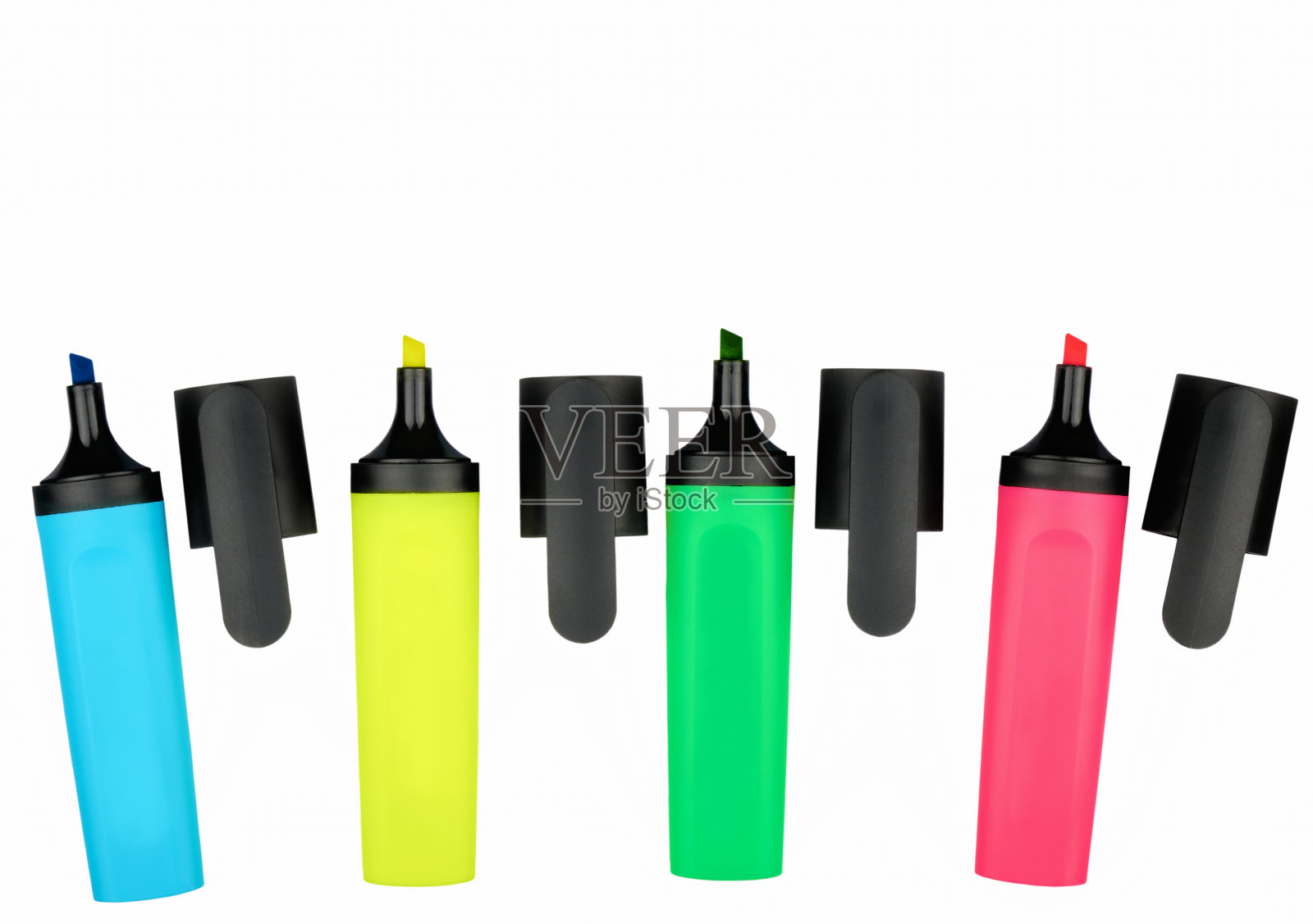 特写彩色标记孤立在白色背景照片摄影图片