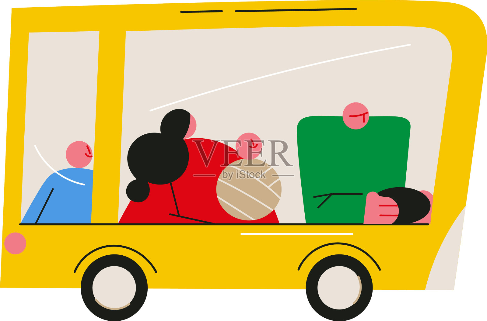 黄色轿车,供全家带孩子旅行使用设计元素图片