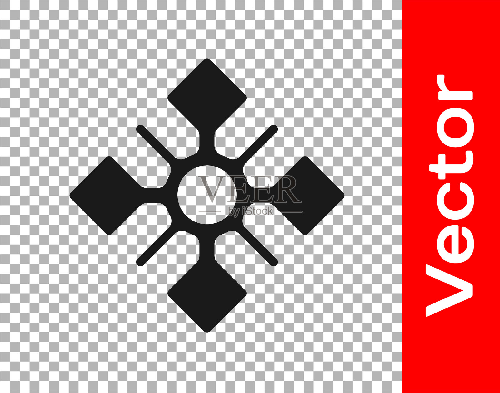 黑色雪花图标孤立在透明插画图片素材